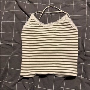 American Eagle Outfitters Green and White Striped Camisole